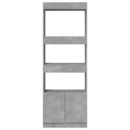Hoge kast 63x33x180 cm bewerkt hout betongrijs