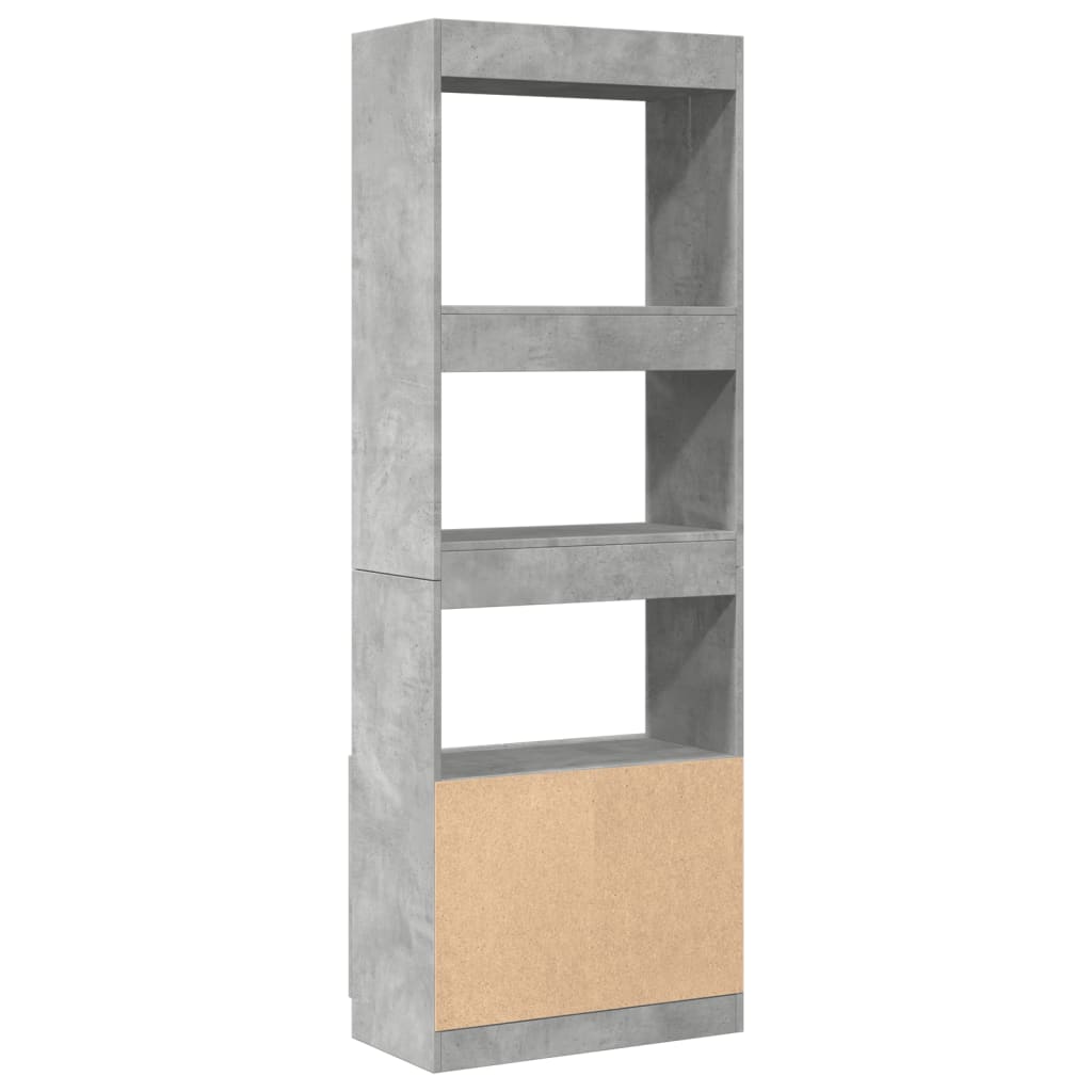 Hoge kast 63x33x180 cm bewerkt hout betongrijs