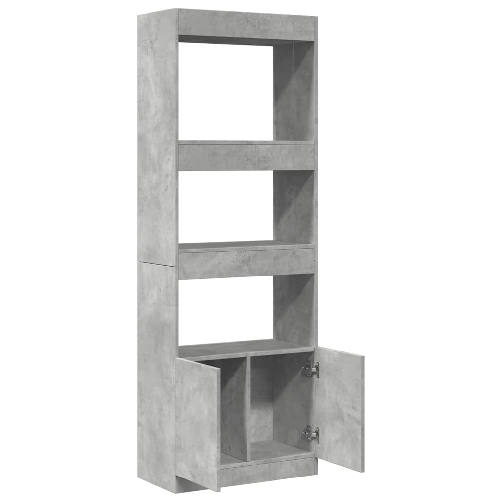 Hoge kast 63x33x180 cm bewerkt hout betongrijs