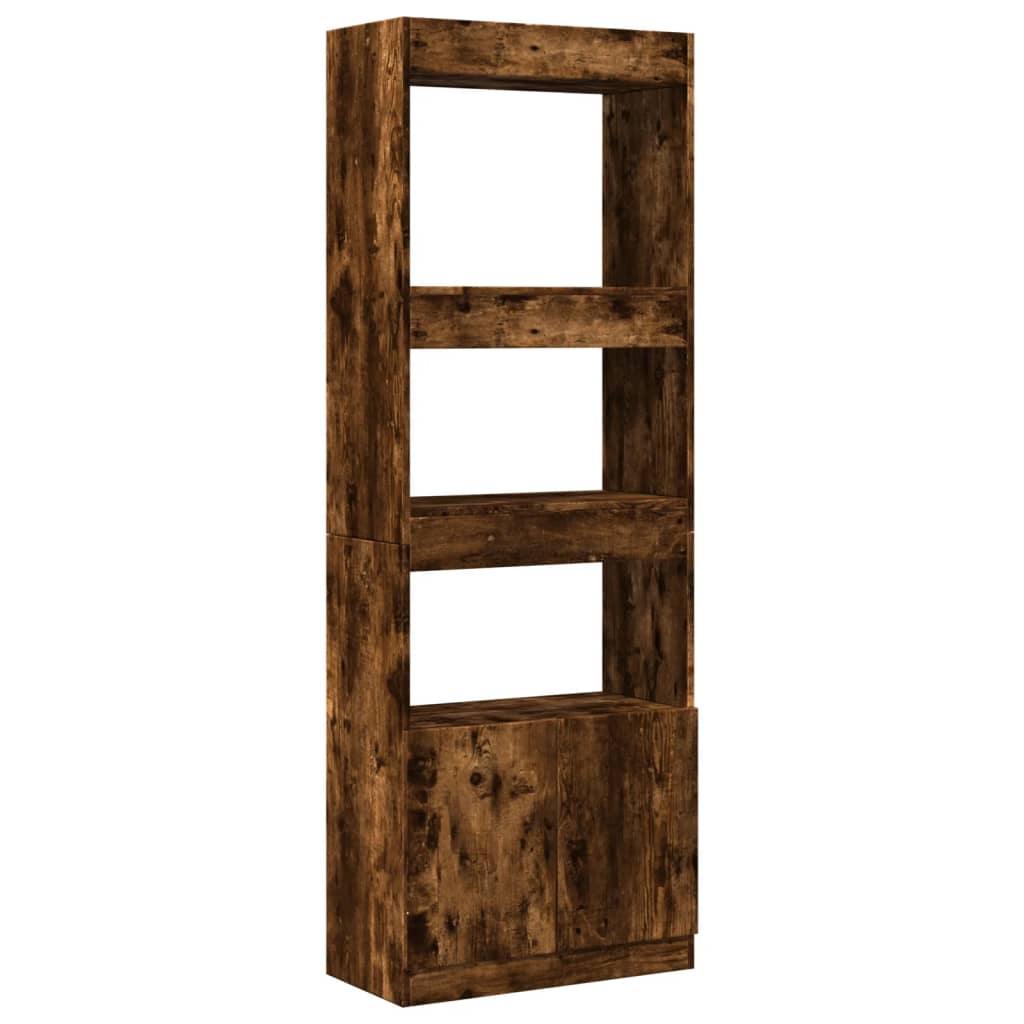 Hoge kast 63x33x180 cm bewerkt hout gerookt eikenkleurig