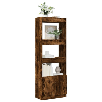 Hoge kast 63x33x180 cm bewerkt hout gerookt eikenkleurig