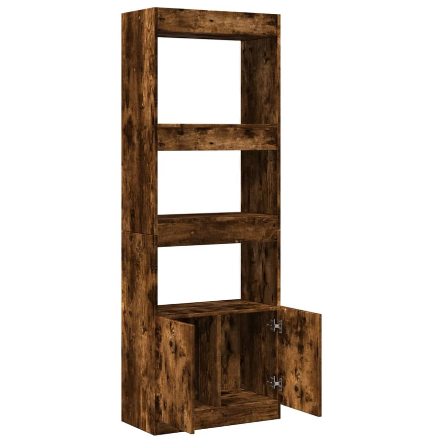 Hoge kast 63x33x180 cm bewerkt hout gerookt eikenkleurig
