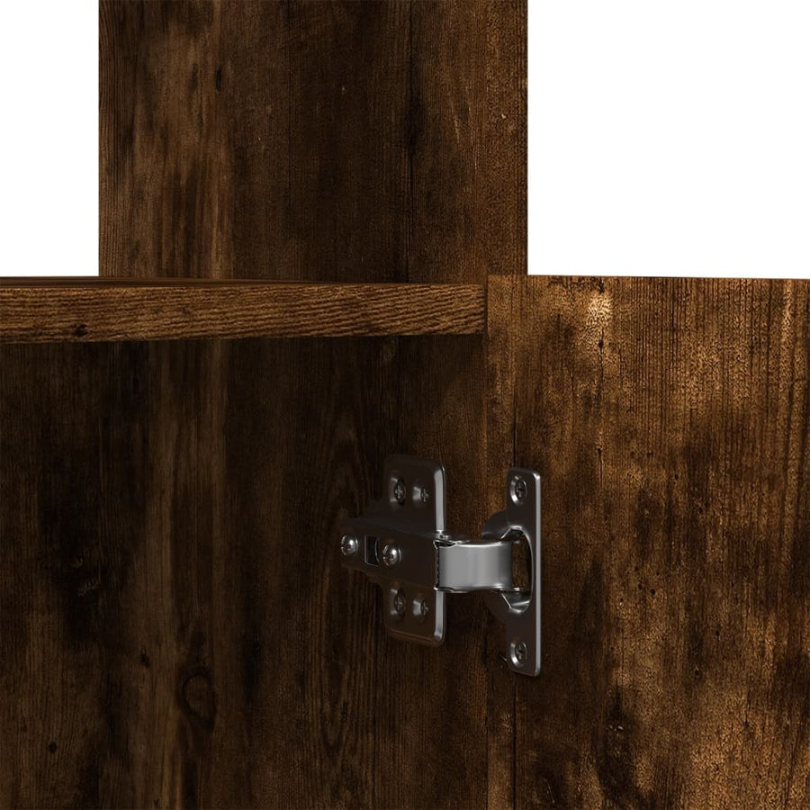 Hoge kast 63x33x180 cm bewerkt hout gerookt eikenkleurig