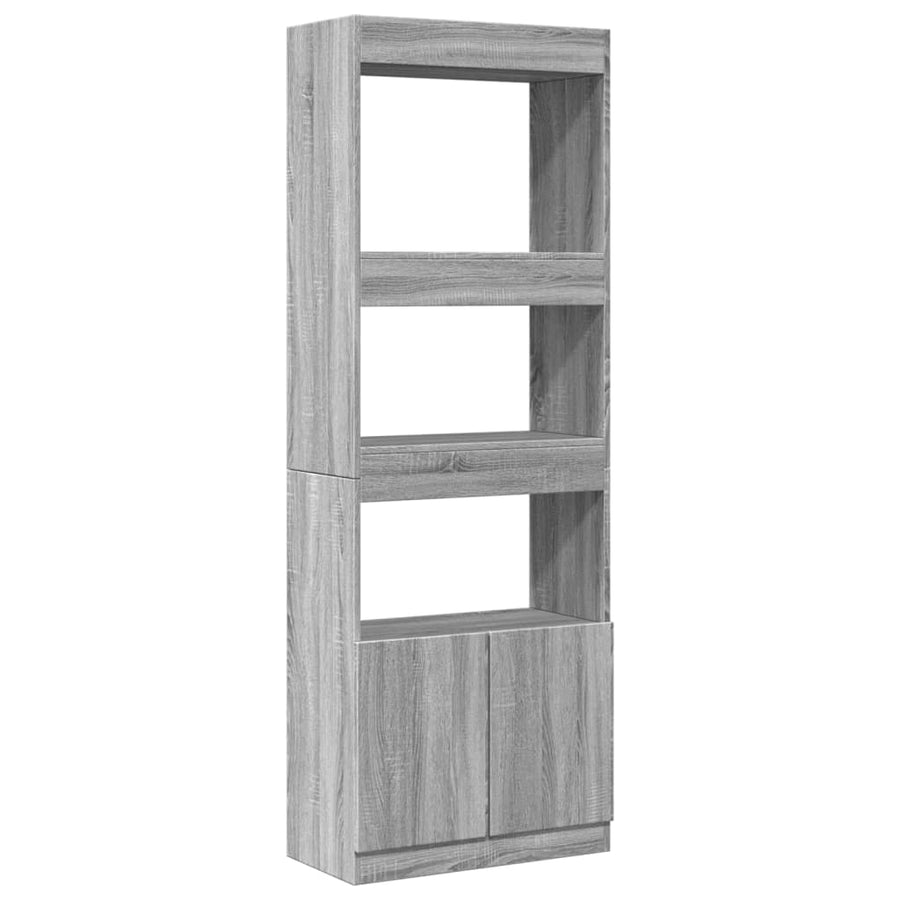 Hoge kast 63x33x180 cm bewerkt hout grijs sonoma eikenkleurig
