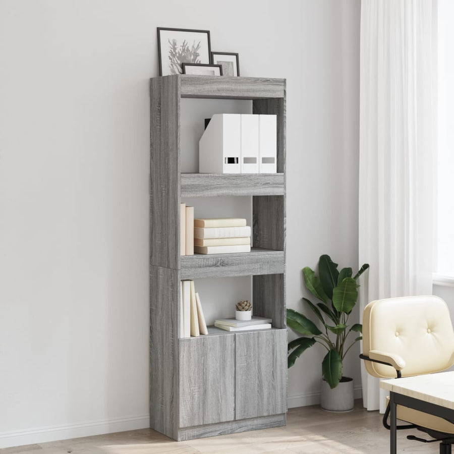 Hoge kast 63x33x180 cm bewerkt hout grijs sonoma eikenkleurig