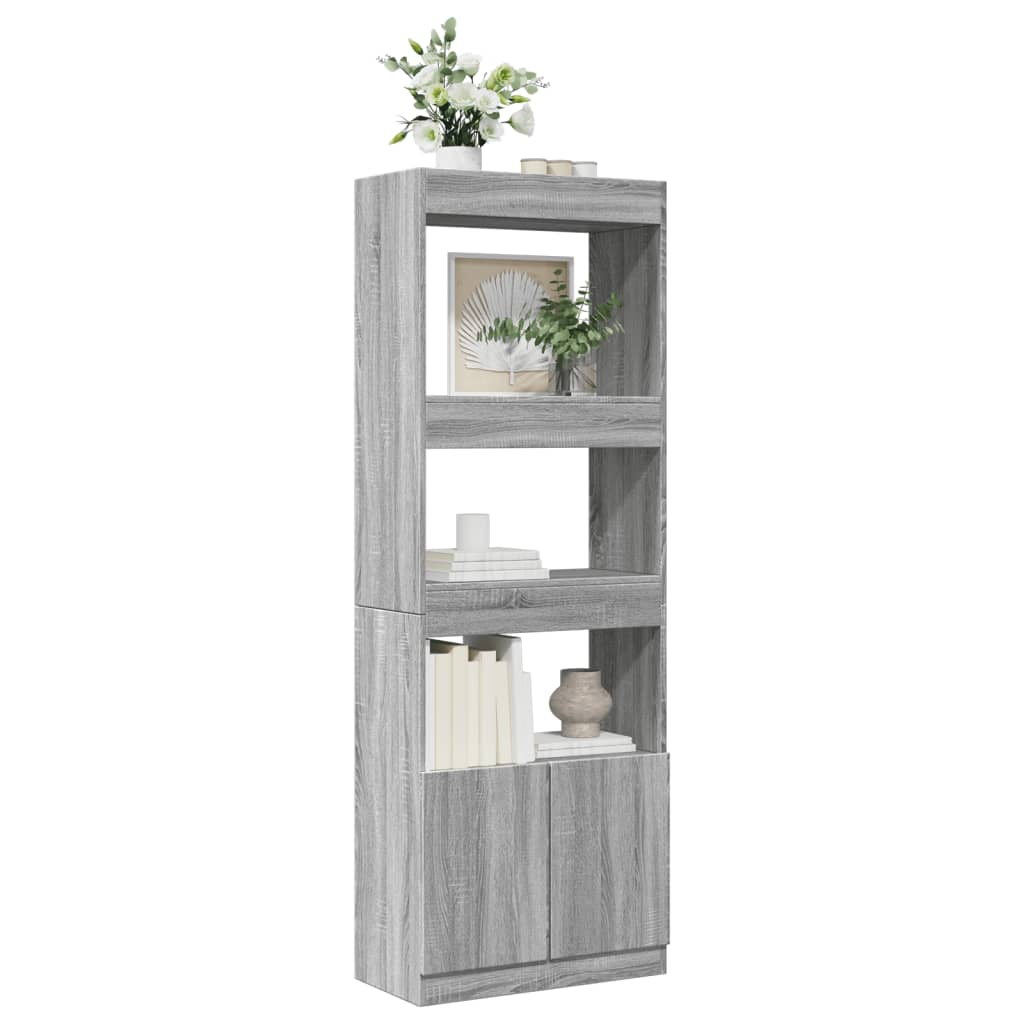 Hoge kast 63x33x180 cm bewerkt hout grijs sonoma eikenkleurig