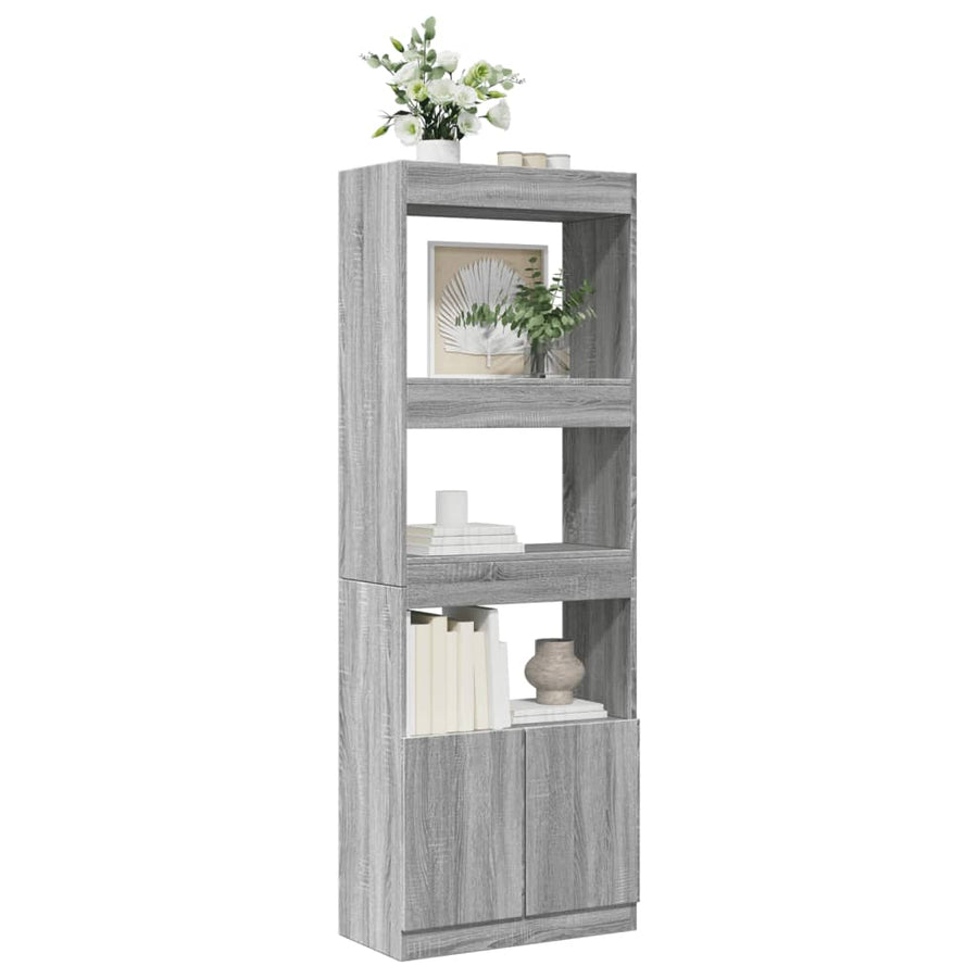 Hoge kast 63x33x180 cm bewerkt hout grijs sonoma eikenkleurig