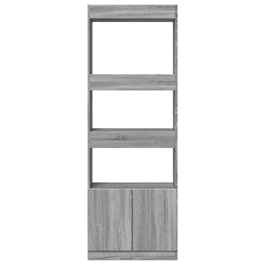 Hoge kast 63x33x180 cm bewerkt hout grijs sonoma eikenkleurig