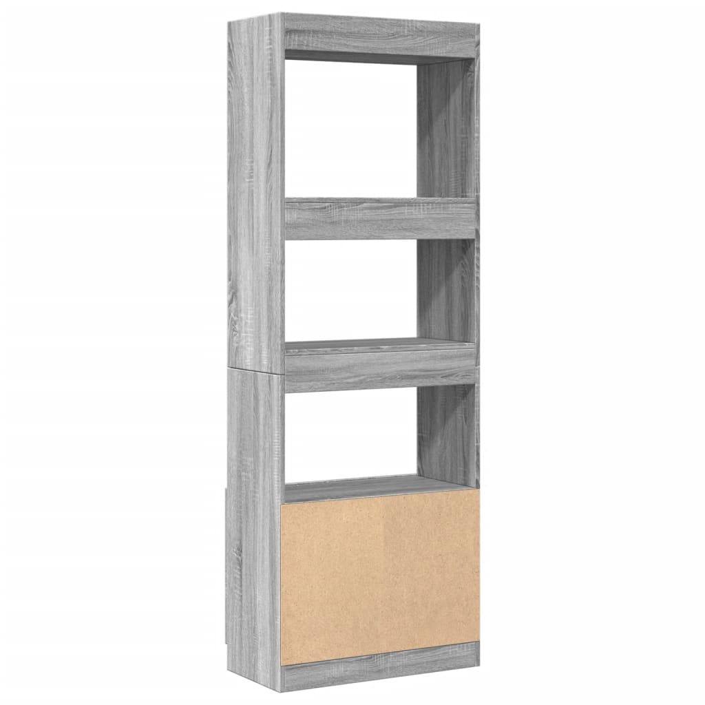 Hoge kast 63x33x180 cm bewerkt hout grijs sonoma eikenkleurig
