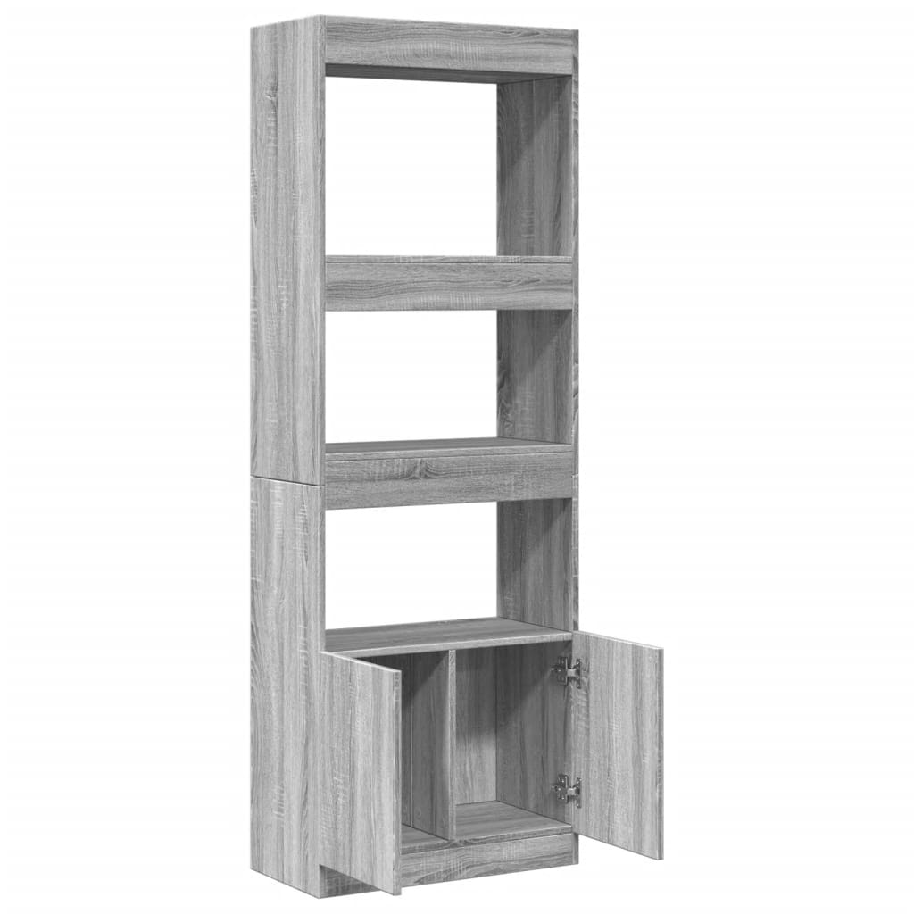 Hoge kast 63x33x180 cm bewerkt hout grijs sonoma eikenkleurig