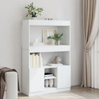 Tall cabinet 92x33x140 cm distressed white wood