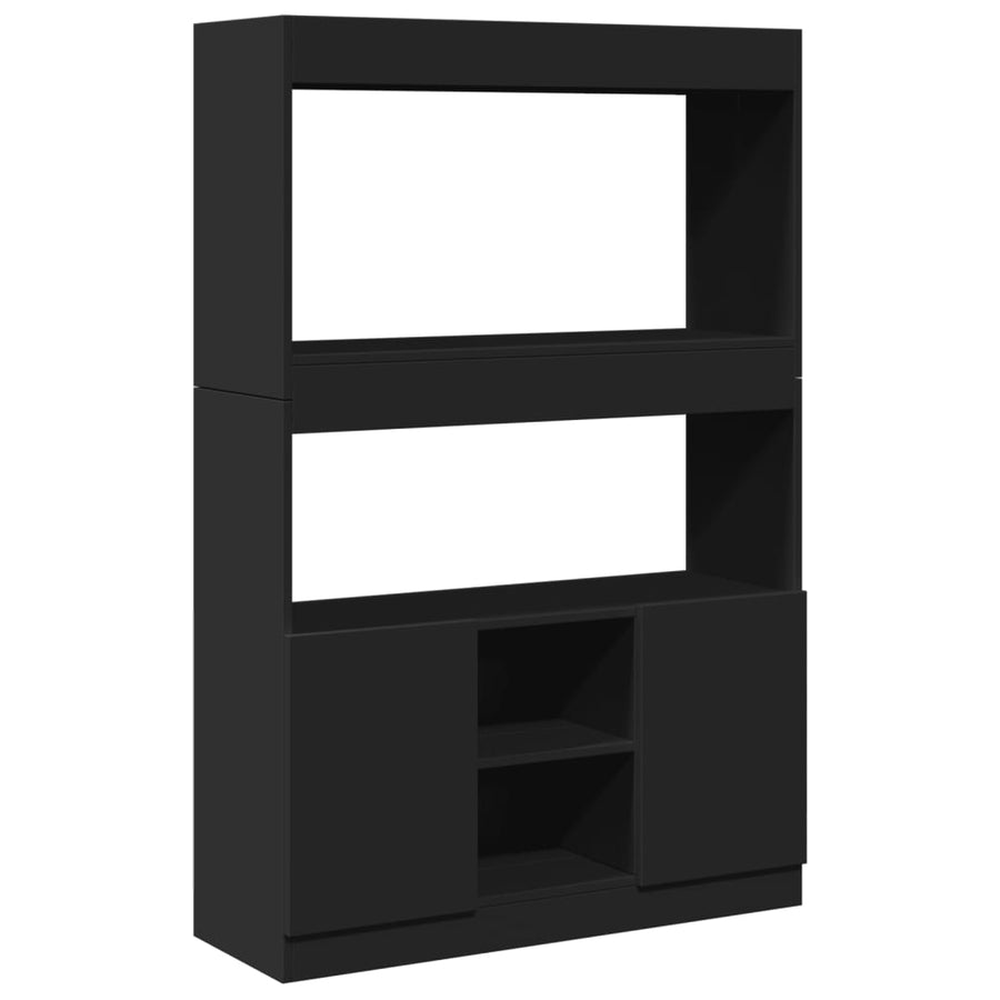 Hoge kast 92x33x140 cm bewerkt hout zwart