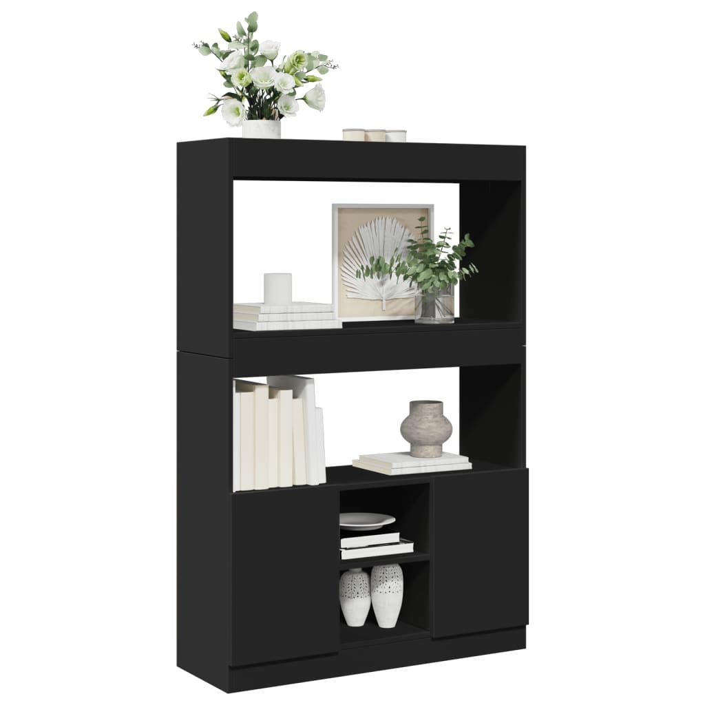 Hoge kast 92x33x140 cm bewerkt hout zwart