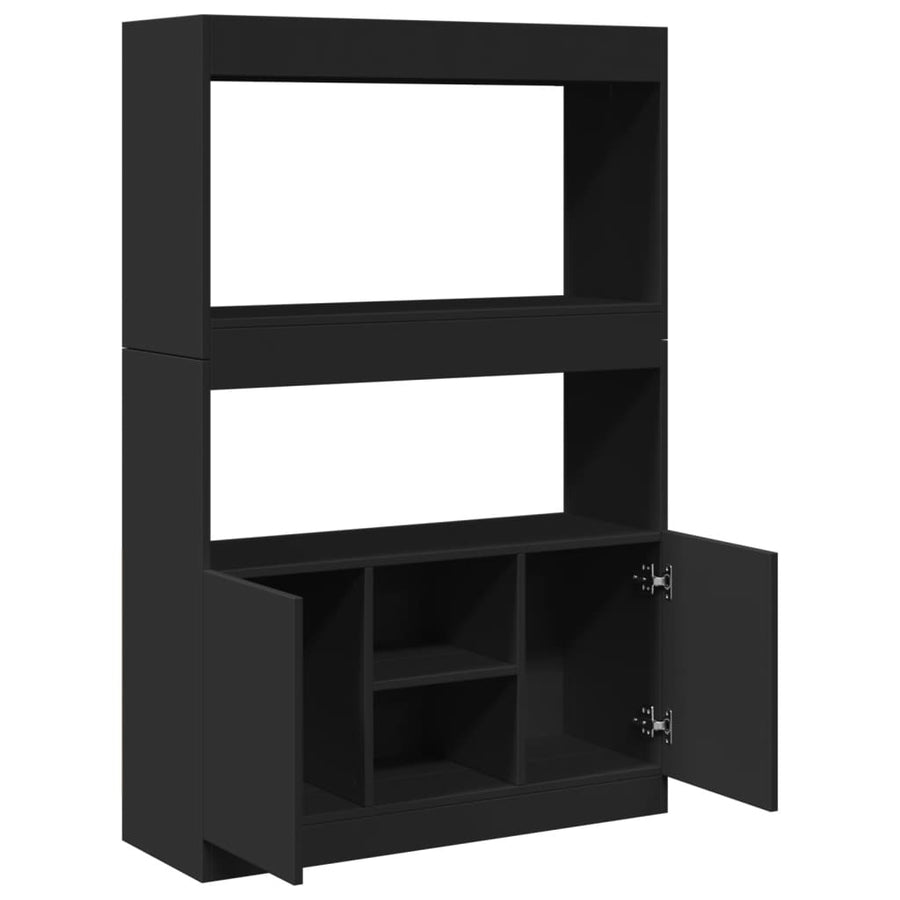 Hoge kast 92x33x140 cm bewerkt hout zwart