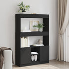 Tall cabinet 92x33x140 cm carved wood black