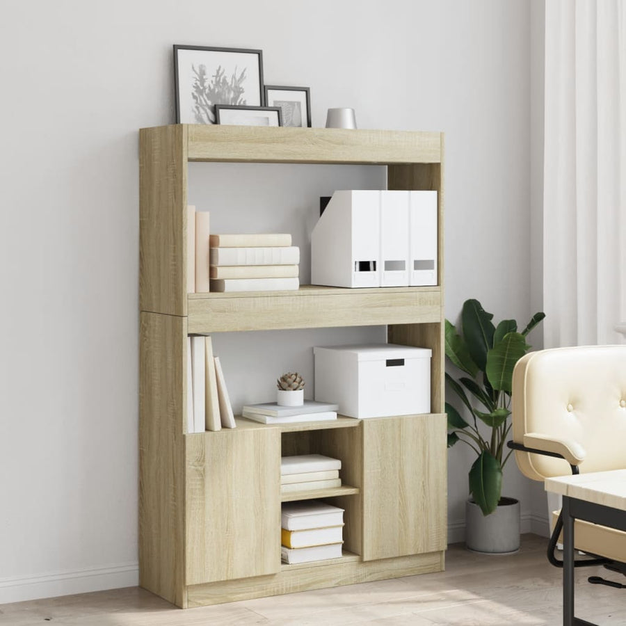 Hoge kast 92x33x140 cm bewerkt hout sonoma eikenkleurig