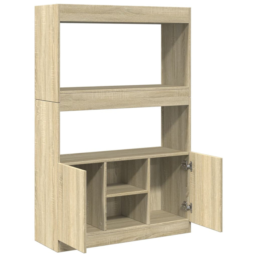 Hoge kast 92x33x140 cm bewerkt hout sonoma eikenkleurig