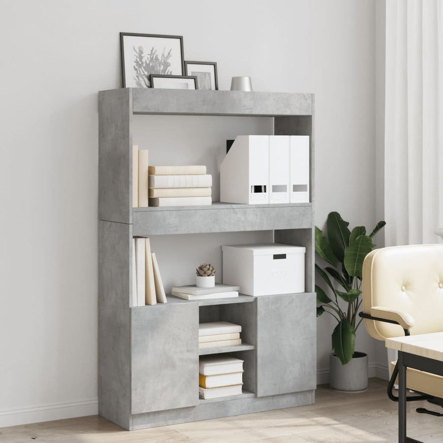 Hoge kast 92x33x140 cm bewerkt hout betongrijs