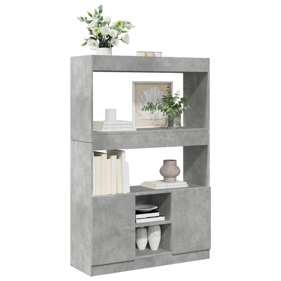Hoge kast 92x33x140 cm bewerkt hout betongrijs