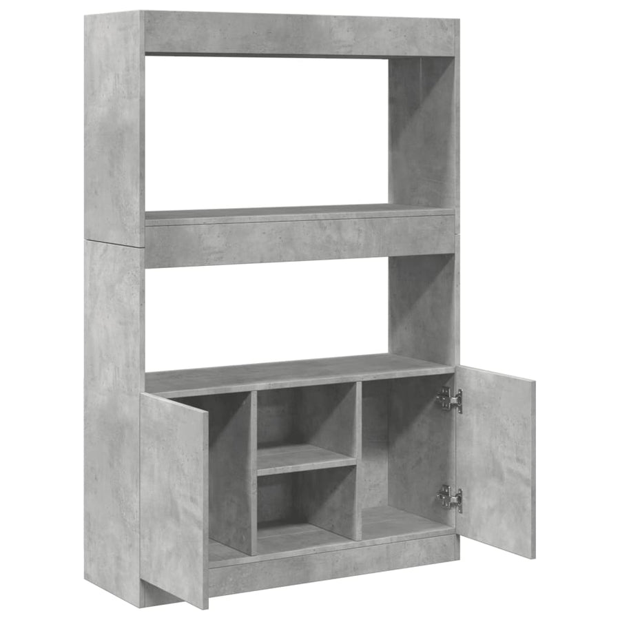 Hoge kast 92x33x140 cm bewerkt hout betongrijs