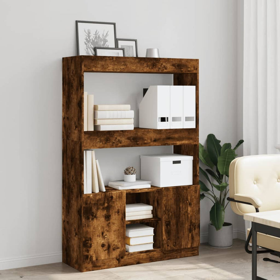 Hoge kast 92x33x140 cm bewerkt hout gerookt eikenkleurig