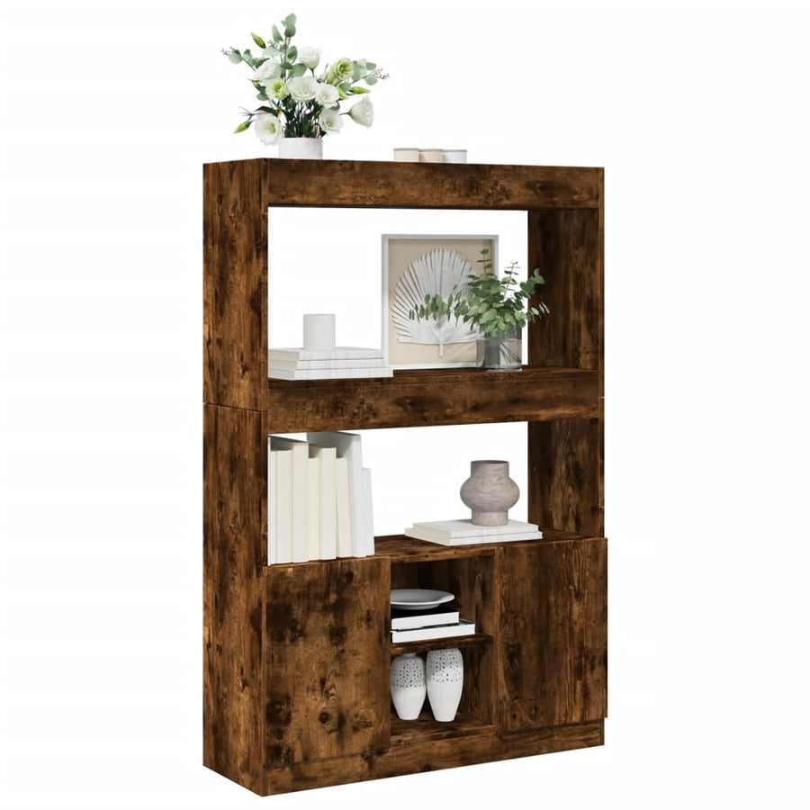 Hoge kast 92x33x140 cm bewerkt hout gerookt eikenkleurig