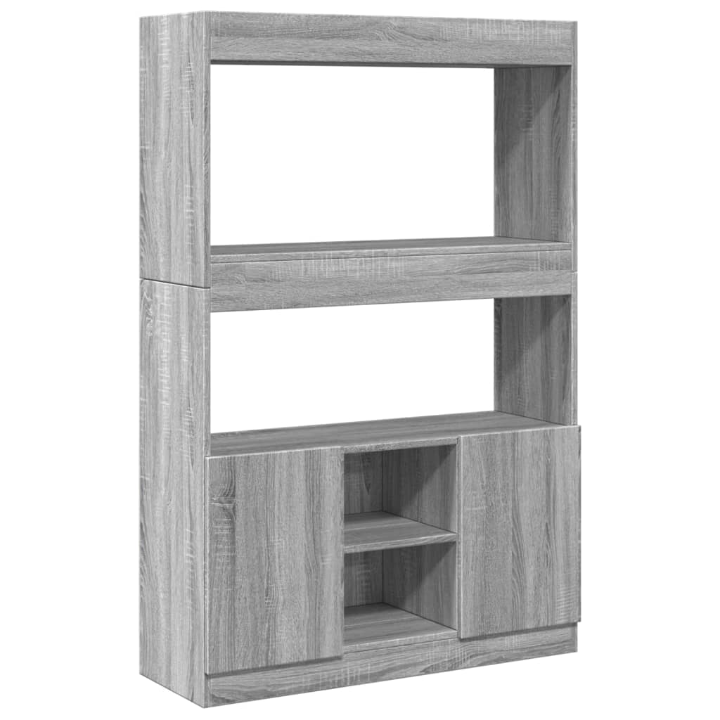 Hoge kast 92x33x140 cm bewerkt hout grijs sonoma eikenkleurig