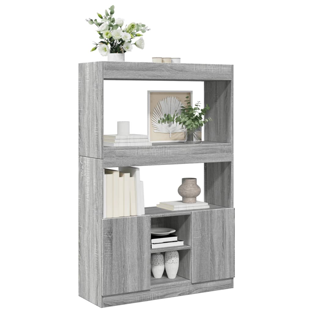 Hoge kast 92x33x140 cm bewerkt hout grijs sonoma eikenkleurig