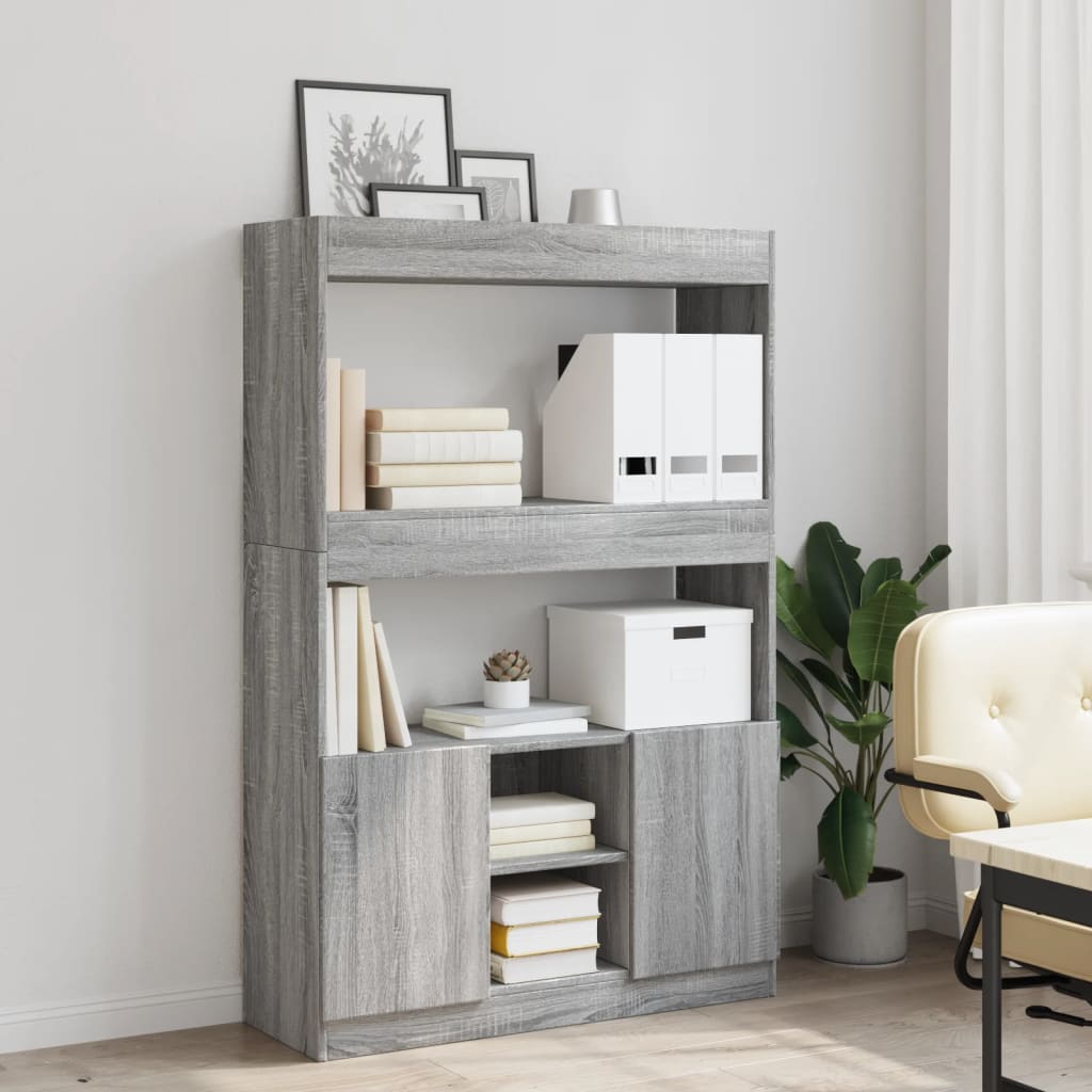 Hoge kast 92x33x140 cm bewerkt hout grijs sonoma eikenkleurig