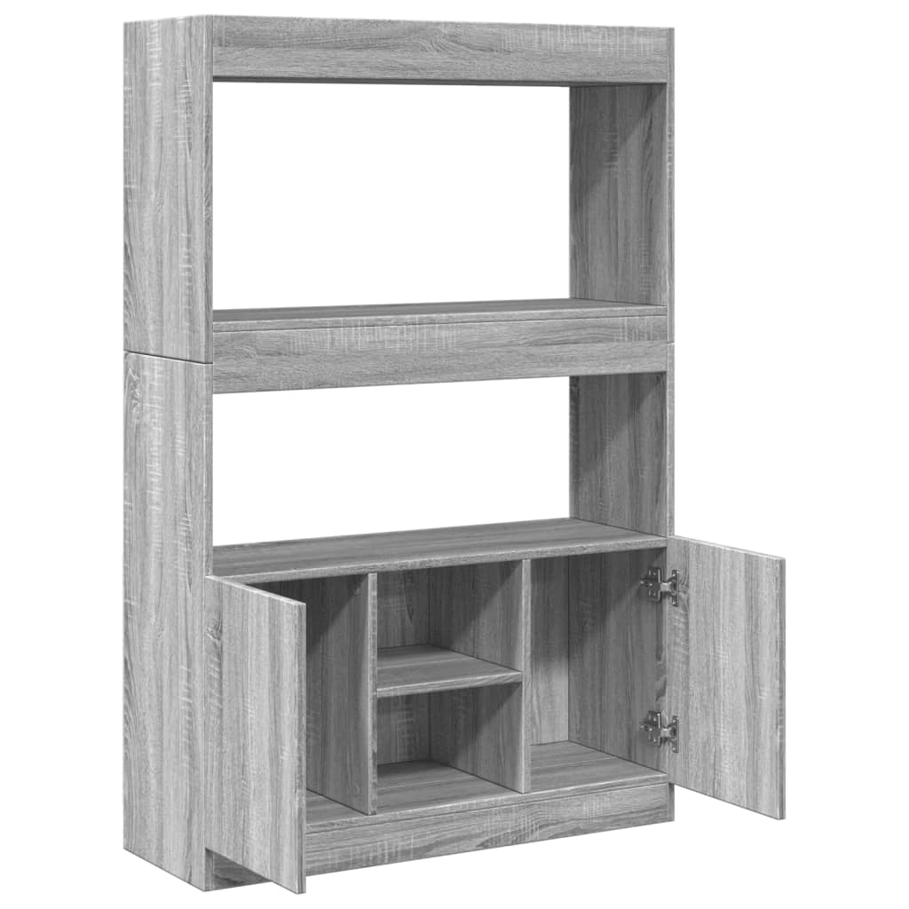 Hoge kast 92x33x140 cm bewerkt hout grijs sonoma eikenkleurig