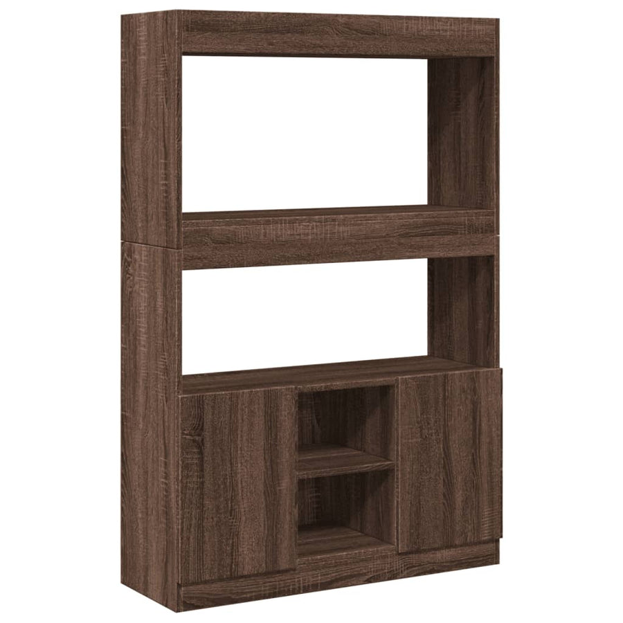 Hoge kast 92x33x140 cm bewerkt hout bruin eikenkleur