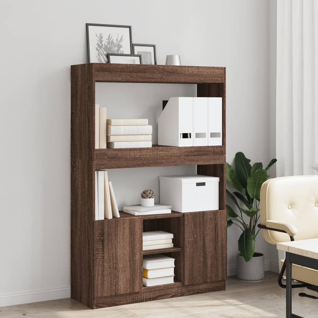 Hoge kast 92x33x140 cm bewerkt hout bruin eikenkleur