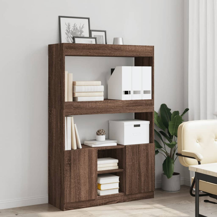 Hoge kast 92x33x140 cm bewerkt hout bruin eikenkleur