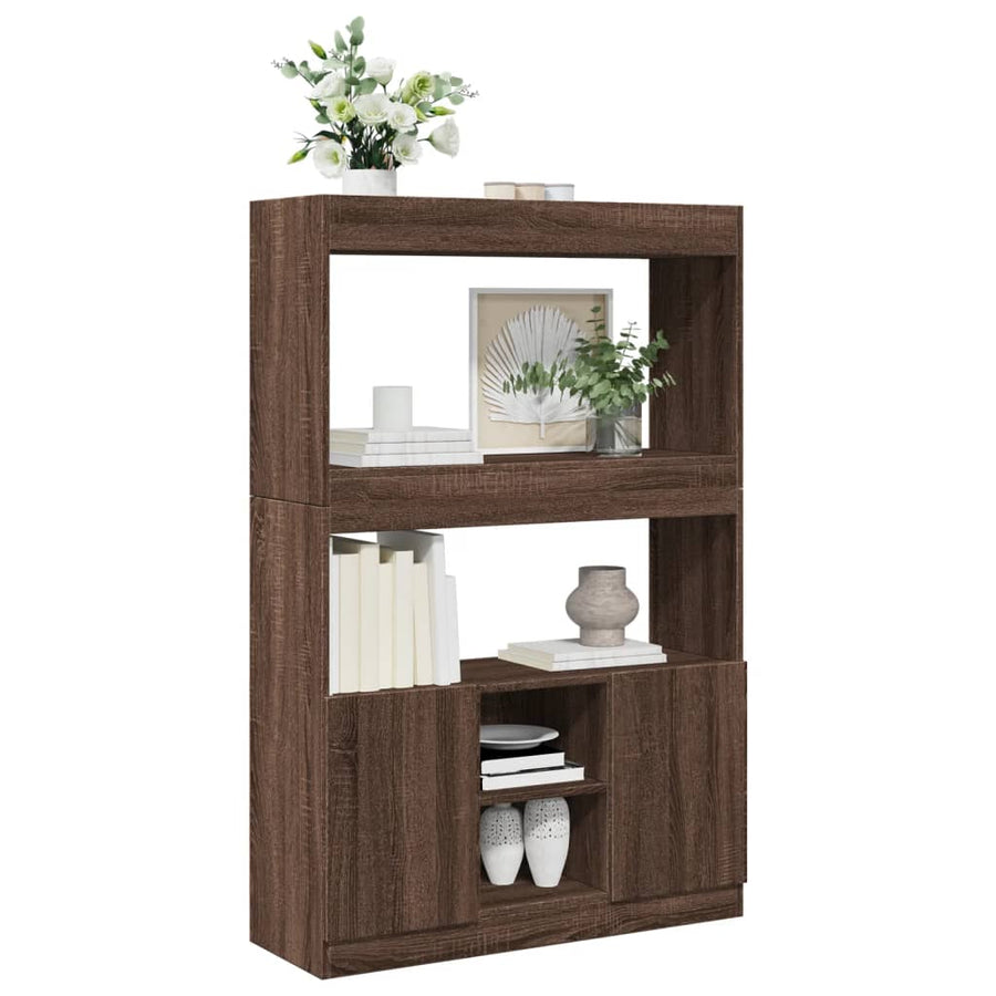Hoge kast 92x33x140 cm bewerkt hout bruin eikenkleur