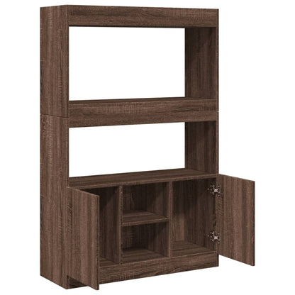 Hoge kast 92x33x140 cm bewerkt hout bruin eikenkleur