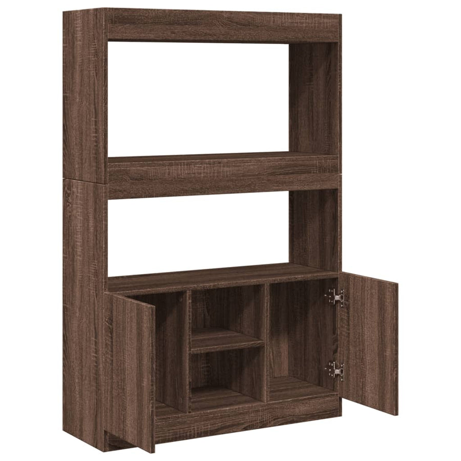 Hoge kast 92x33x140 cm bewerkt hout bruin eikenkleur