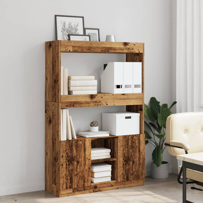 Hoge kast 92x33x140 cm bewerkt hout oud houtkleurig