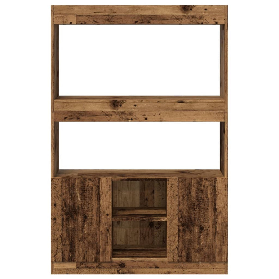 Hoge kast 92x33x140 cm bewerkt hout oud houtkleurig