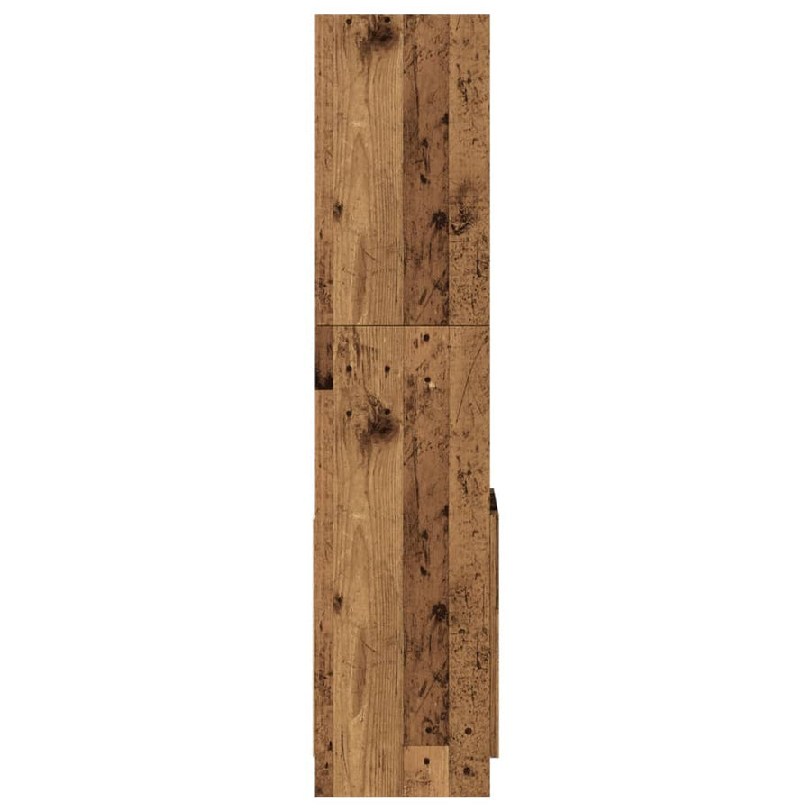Hoge kast 92x33x140 cm bewerkt hout oud houtkleurig