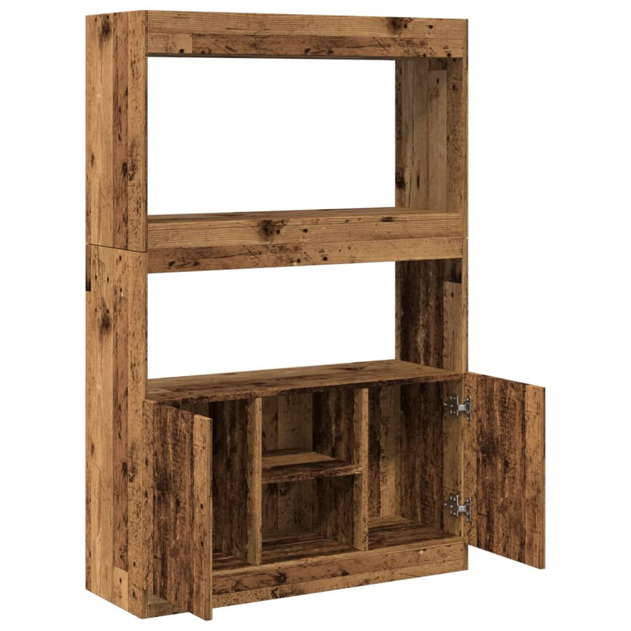Hoge kast 92x33x140 cm bewerkt hout oud houtkleurig