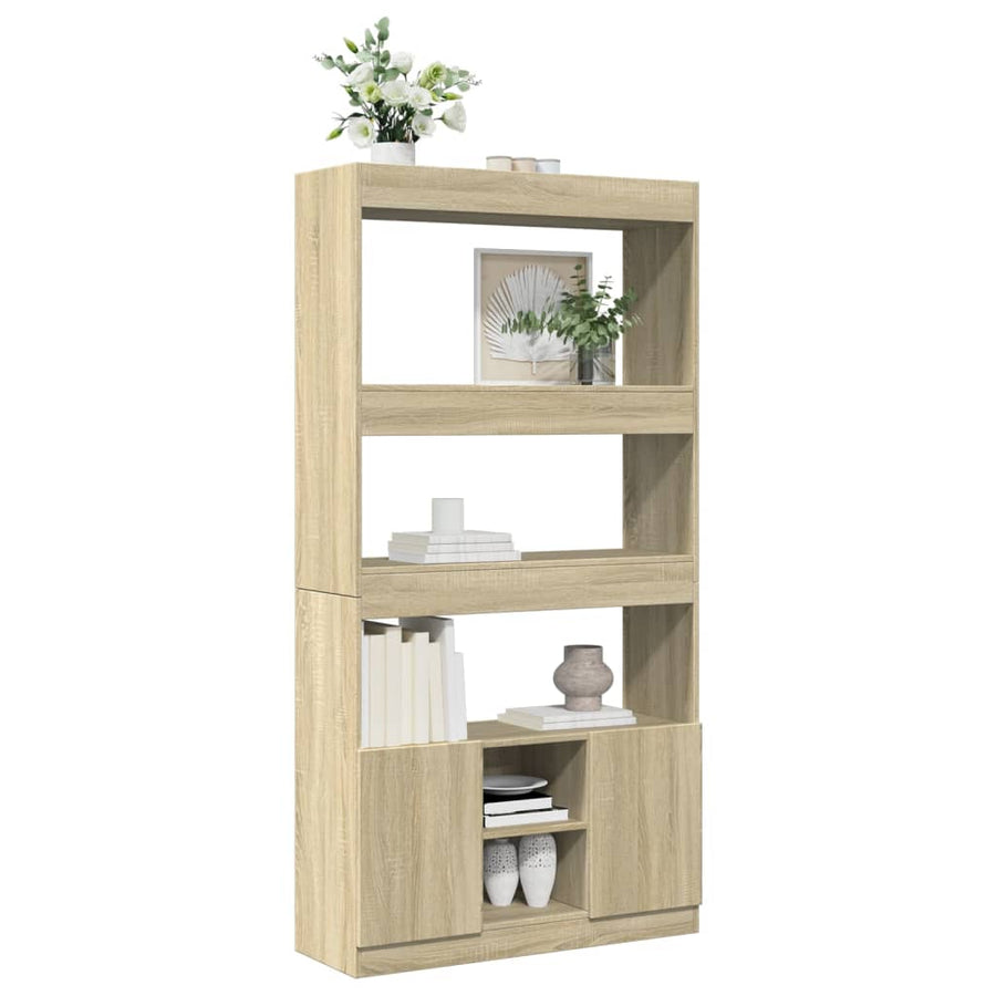 Hoge kast 92x33x180 cm bewerkt hout sonoma eikenkleurig