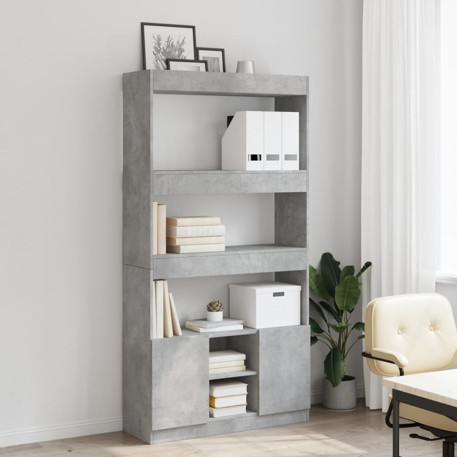 Hoge kast 92x33x180 cm bewerkt hout betongrijs