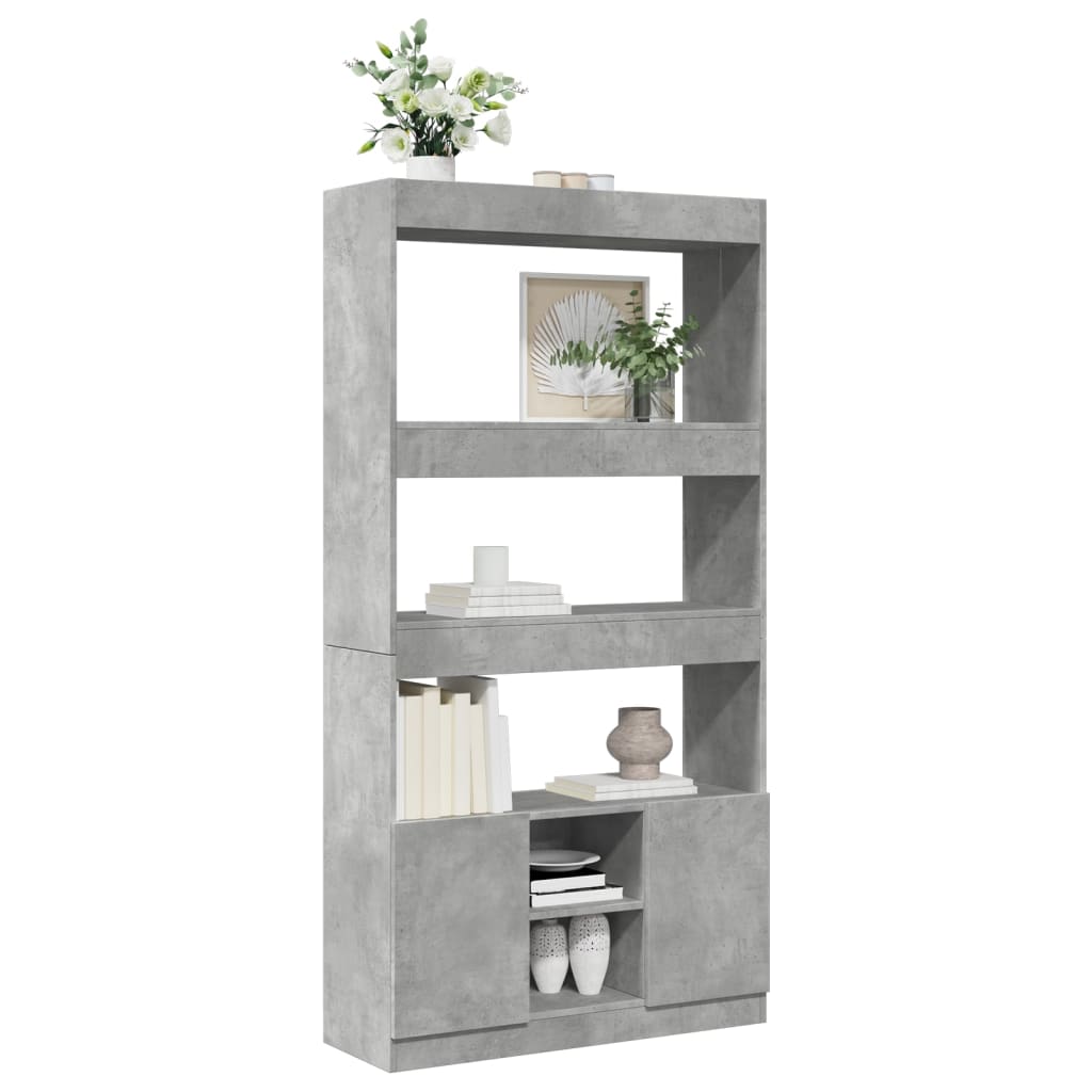Hoge kast 92x33x180 cm bewerkt hout betongrijs
