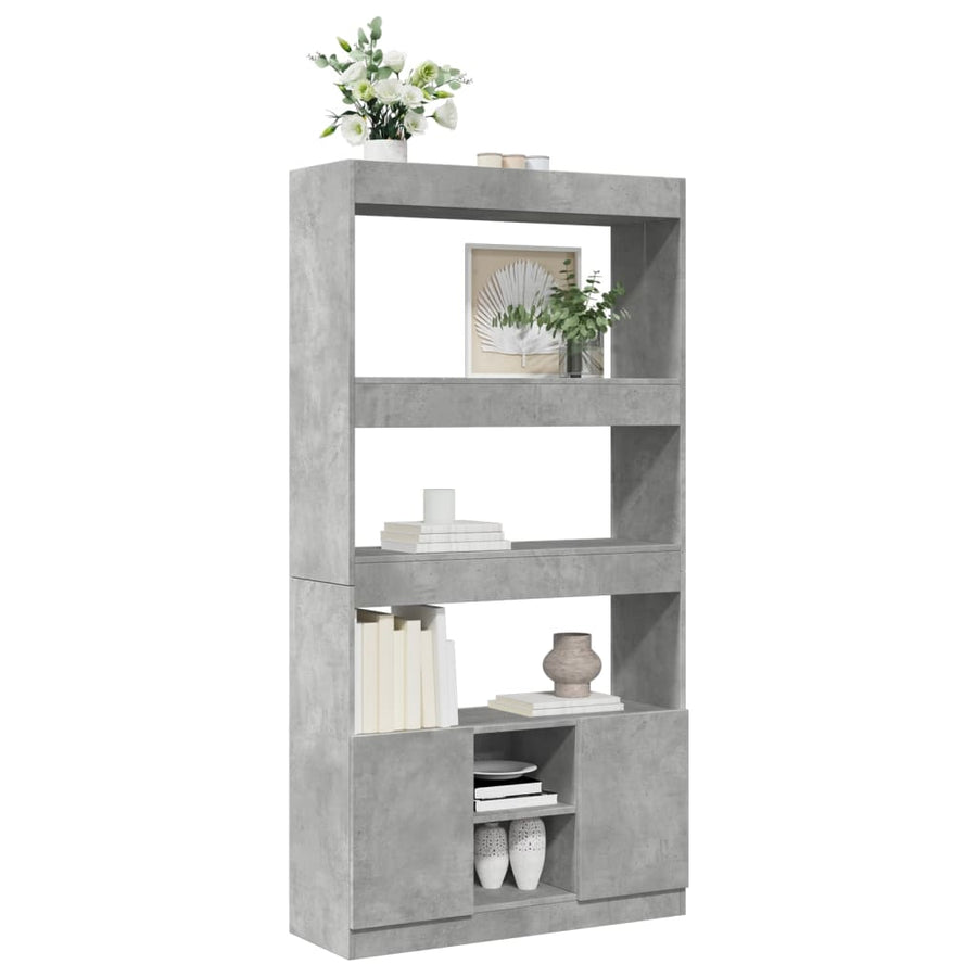 Hoge kast 92x33x180 cm bewerkt hout betongrijs