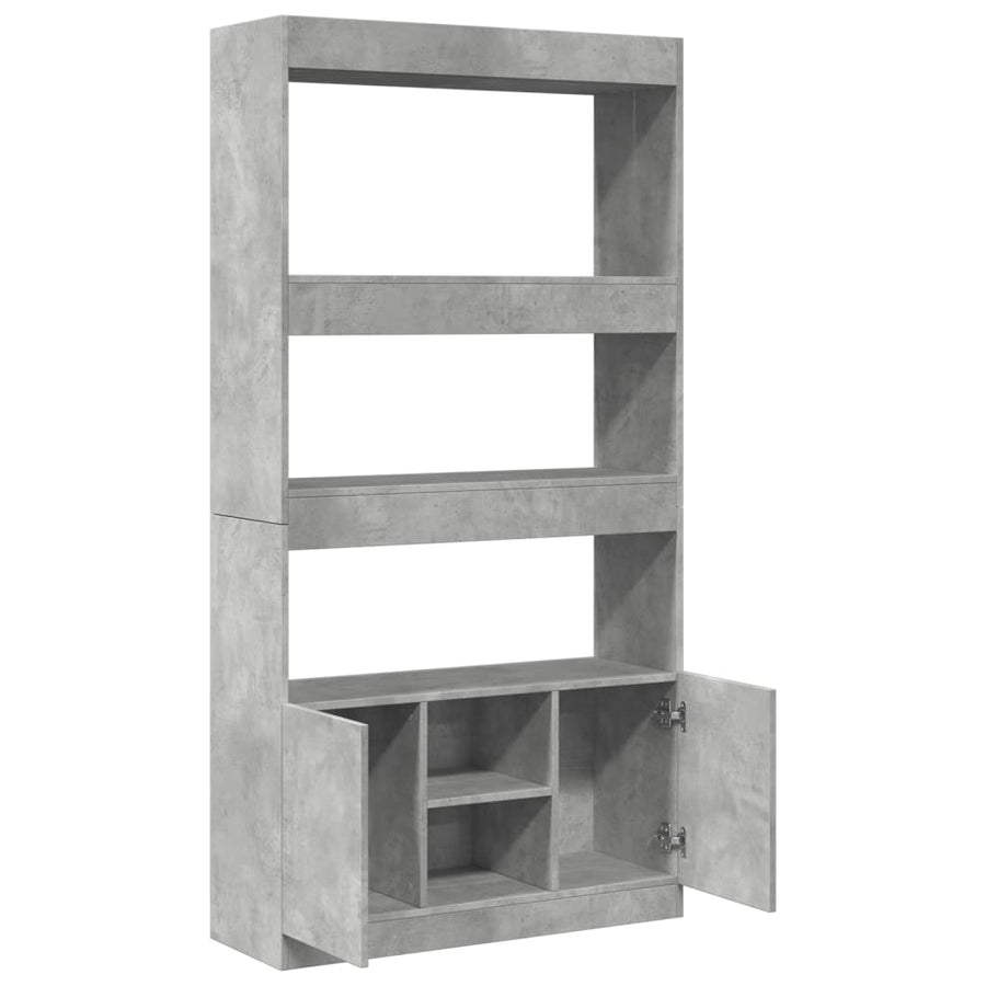 Hoge kast 92x33x180 cm bewerkt hout betongrijs
