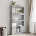 Tall cabinet 92x33x180 cm treated wood concrete grey