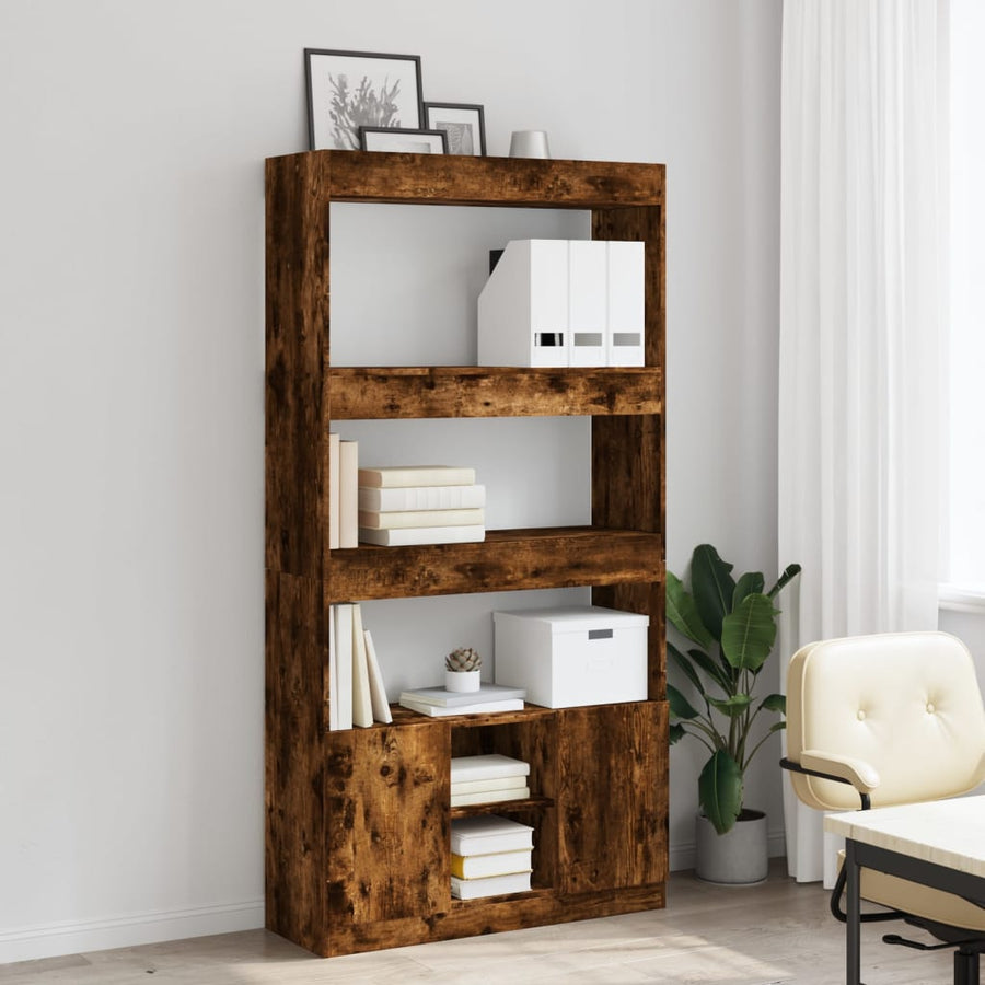 Hoge kast 92x33x180 cm bewerkt hout gerookt eikenkleurig