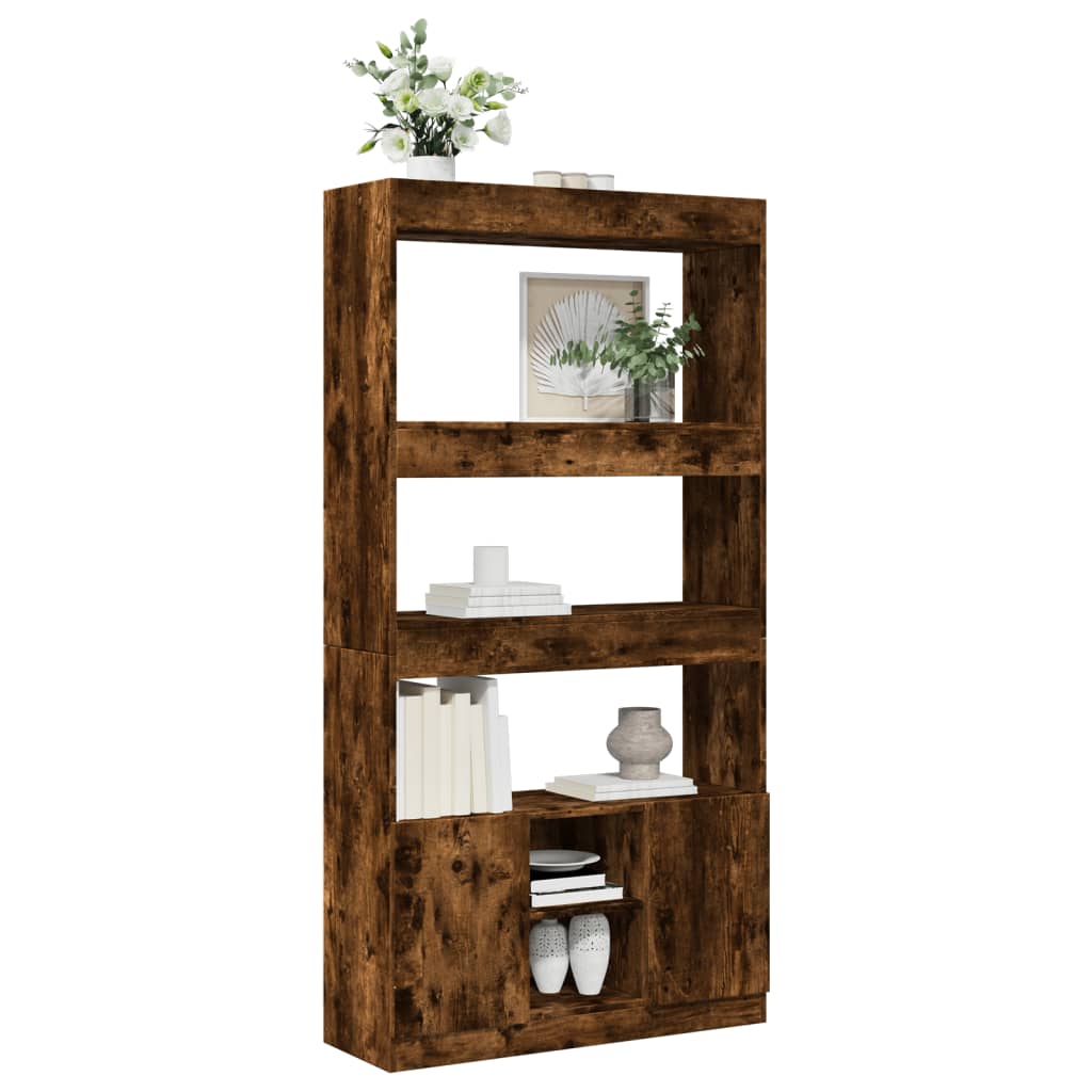 Hoge kast 92x33x180 cm bewerkt hout gerookt eikenkleurig