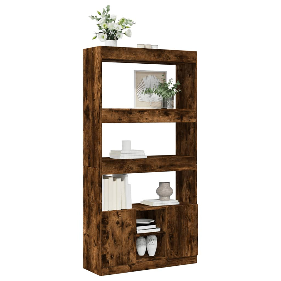 Hoge kast 92x33x180 cm bewerkt hout gerookt eikenkleurig
