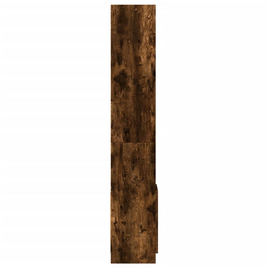 Hoge kast 92x33x180 cm bewerkt hout gerookt eikenkleurig